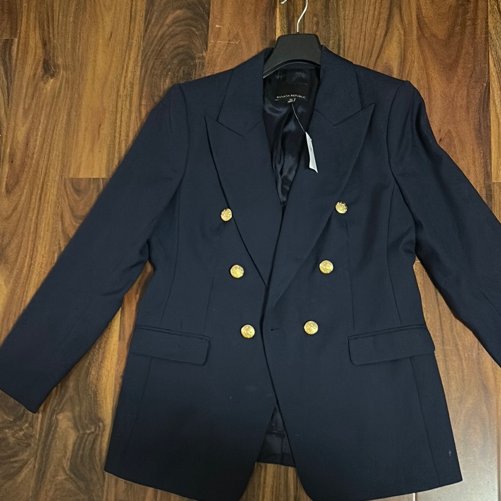 Banana republic Blue and Gold Blazer with Structured Shoulders